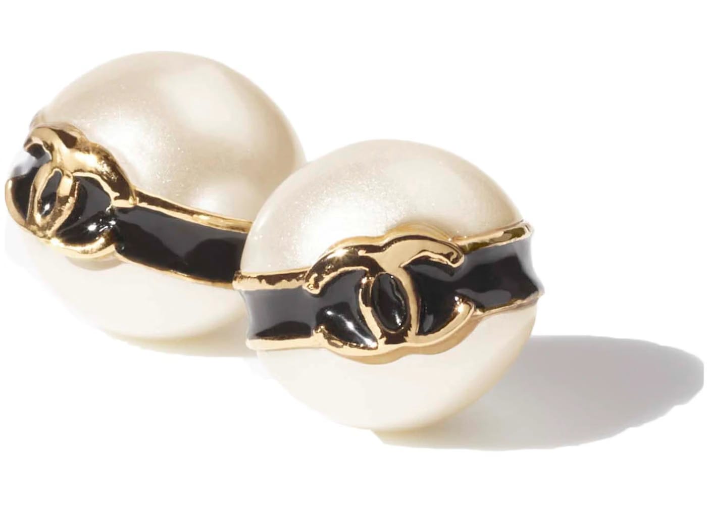 Chanel Stud Earrings Gold/Pearly White (ABD270 B16738 NY463)