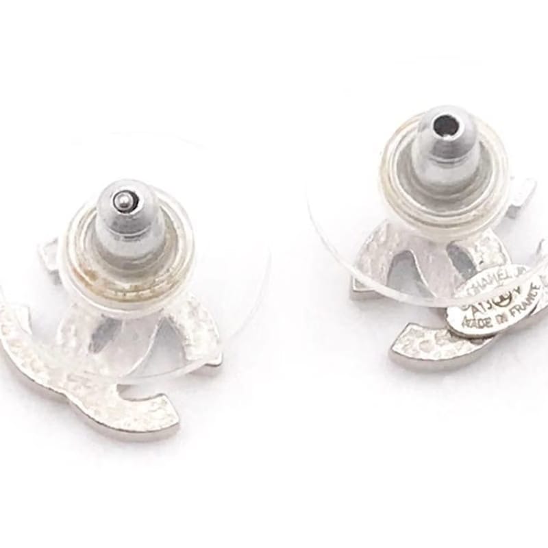 Chanel Classic CC Earrings Crystal Small Silver