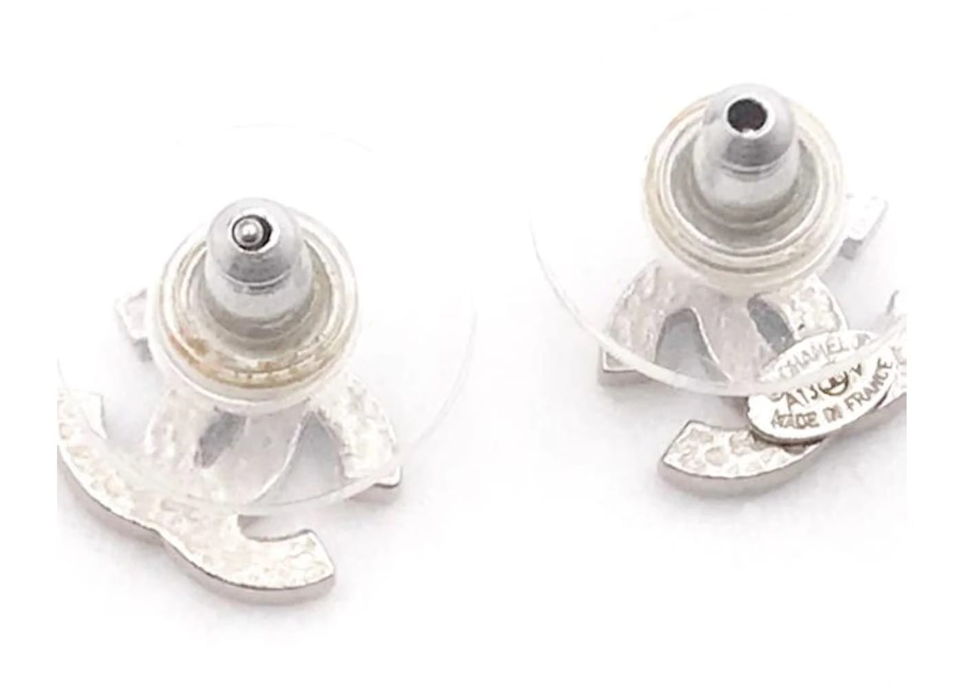 Chanel Classic CC Earrings Crystal Small Silver