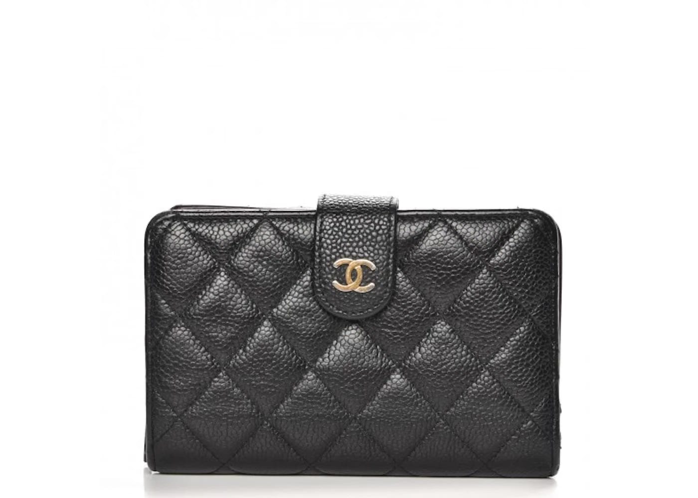 Chanel Zipped Pocket Wallet Quilted Diamond Black