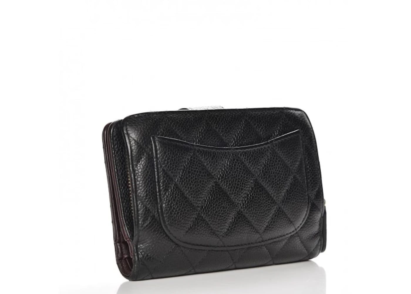 Chanel Zipped Pocket Wallet Quilted Diamond Black
