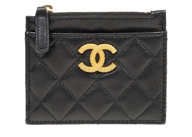 Chanel Large Gold CC Zipped Coin Purse Black (AP3408)