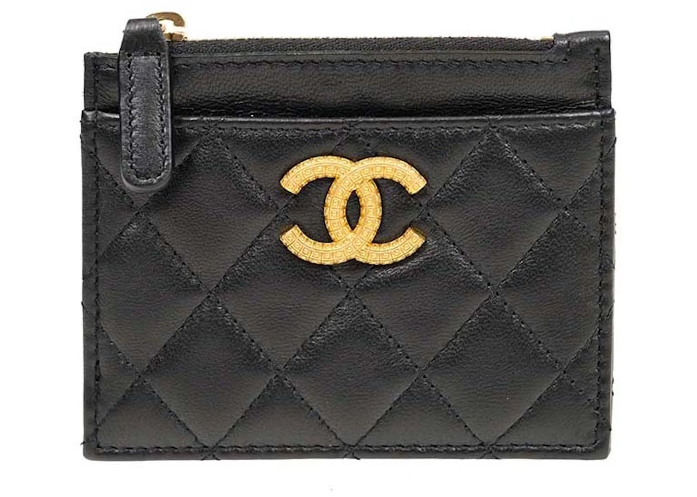 Chanel Large Gold CC Zipped Coin Purse Black (AP3408)