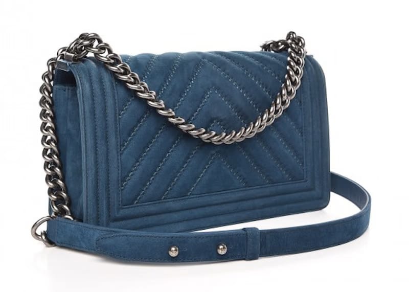Chanel Boy Flap Chevron Quilted Nubuck Medium Blue