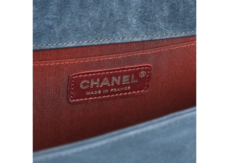 Chanel Boy Flap Chevron Quilted Nubuck Medium Blue