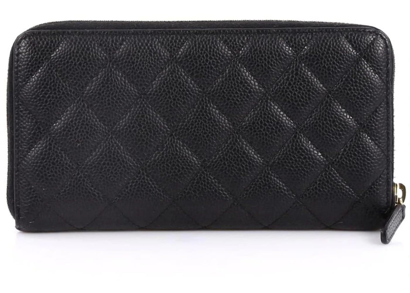 Chanel Zip Around Wallet Quilted Diamond Long Black
