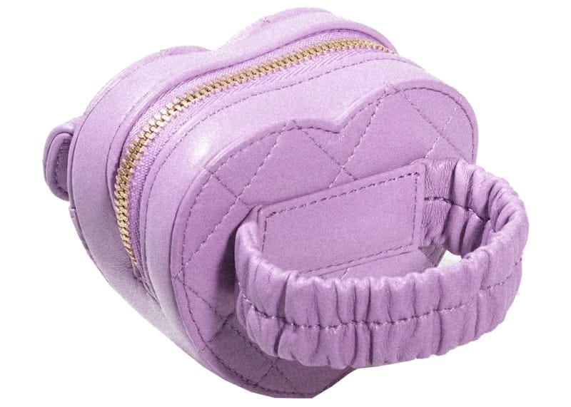 Chanel Heart Zipped Arm Coin Purse 22S Purple Lambskin