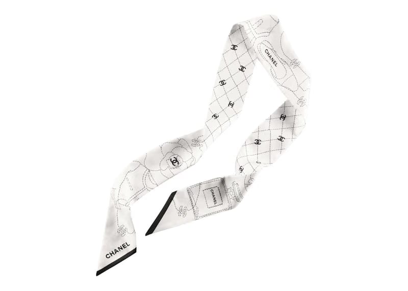 Chanel Silk Twill Slim Bandeau White/Black