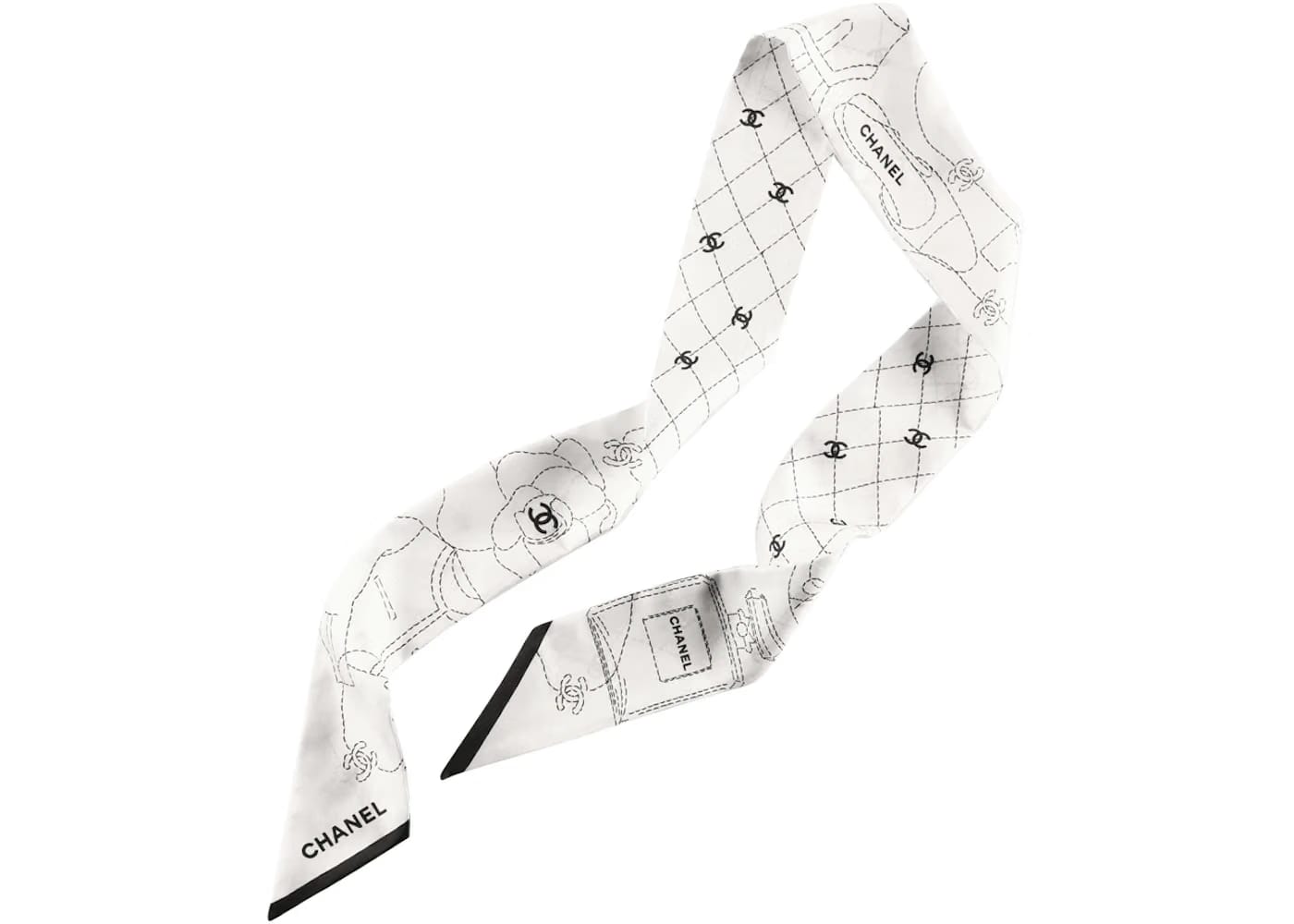 Chanel Silk Twill Slim Bandeau White/Black