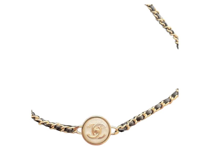 Chanel Round CC Logo Chocker Gold/White (ABA006)