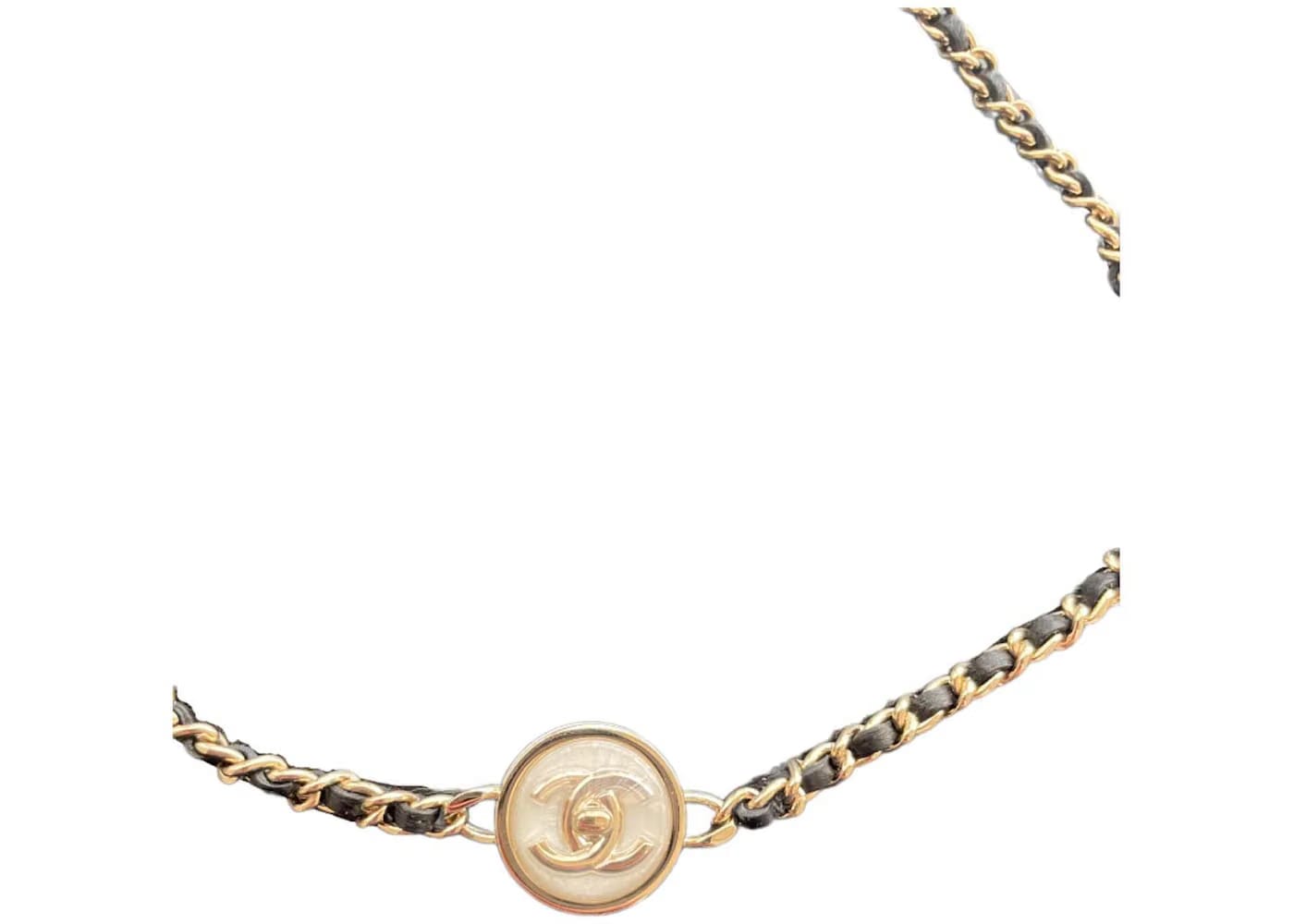 Chanel Round CC Logo Chocker Gold/White (ABA006)
