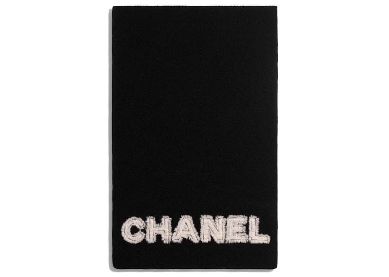 Chanel Tweed CC Logo Scarf Black/White