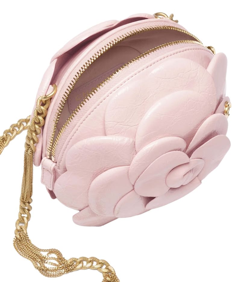 Chanel Camellia Evening Bag 23K Shiny Aged Calfskin Light Pink