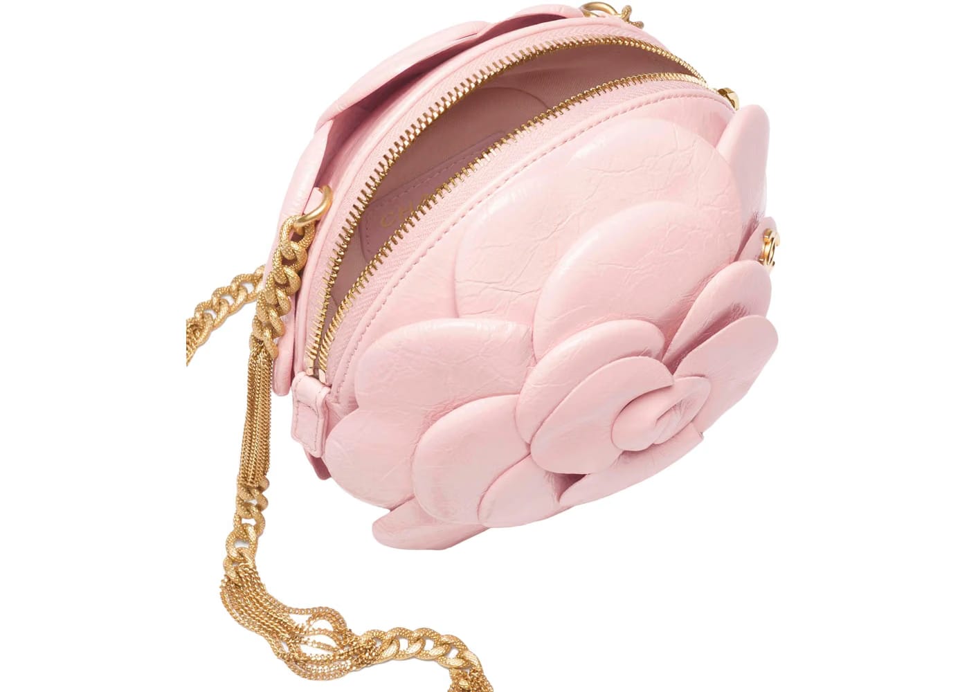 Chanel Camellia Evening Bag 23K Shiny Aged Calfskin Light Pink