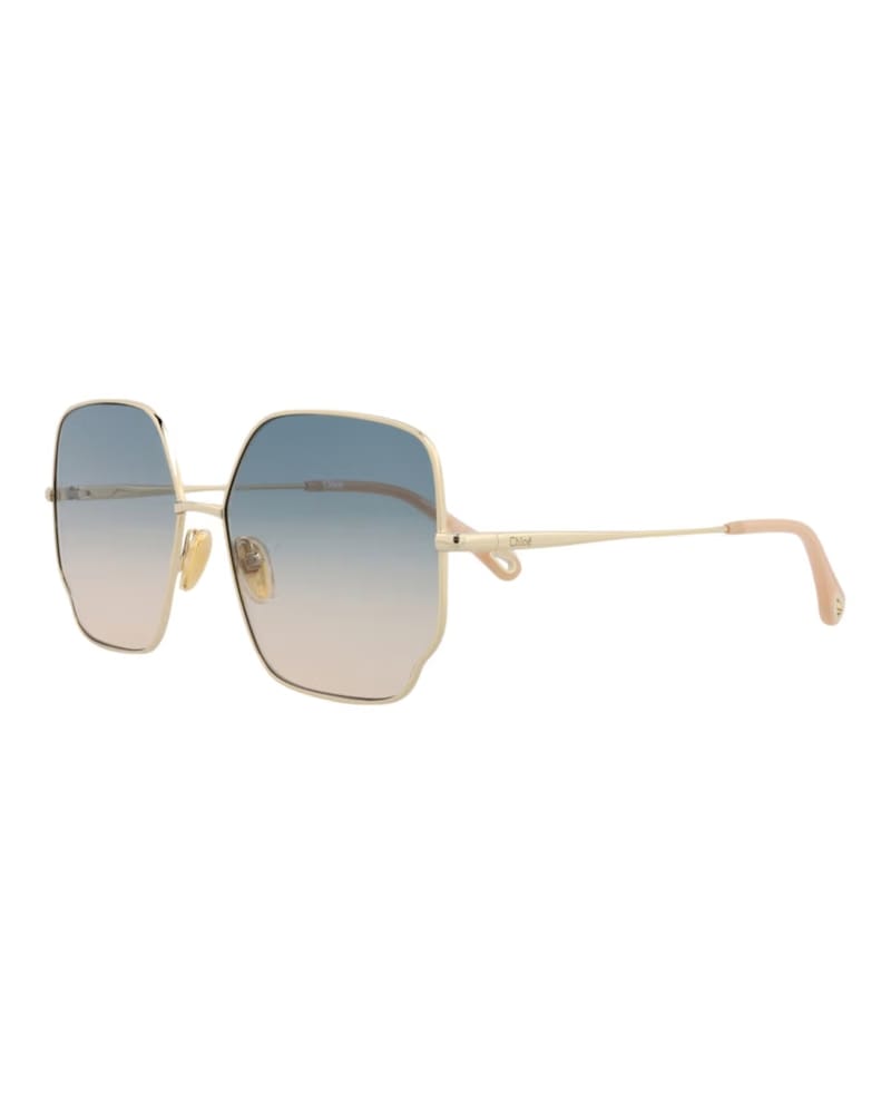 Chloe Square-Frame Metal Sunglasses Gold Gold Green (CH0092S-30012414-003)