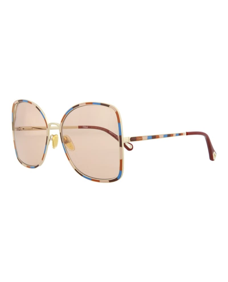 Chloe Square-Frame Metal Sunglasses Gold Gold Orange (CH0101S-30012460-002)