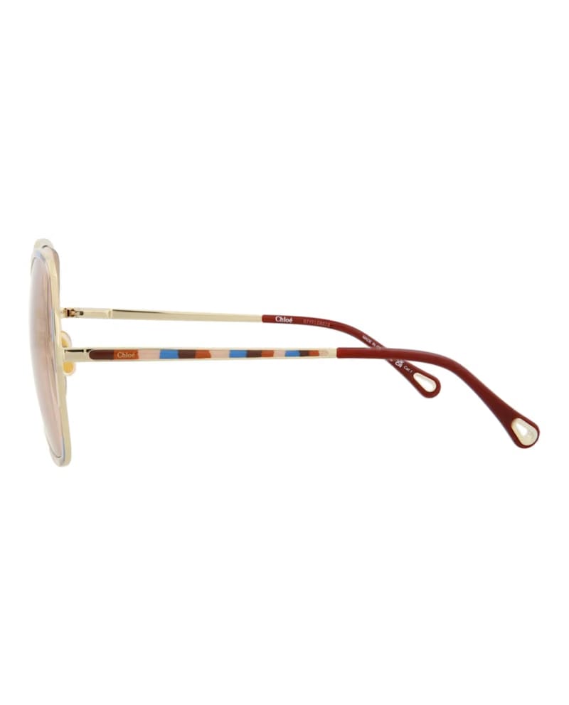 Chloe Square-Frame Metal Sunglasses Gold Gold Orange (CH0101S-30012460-002)
