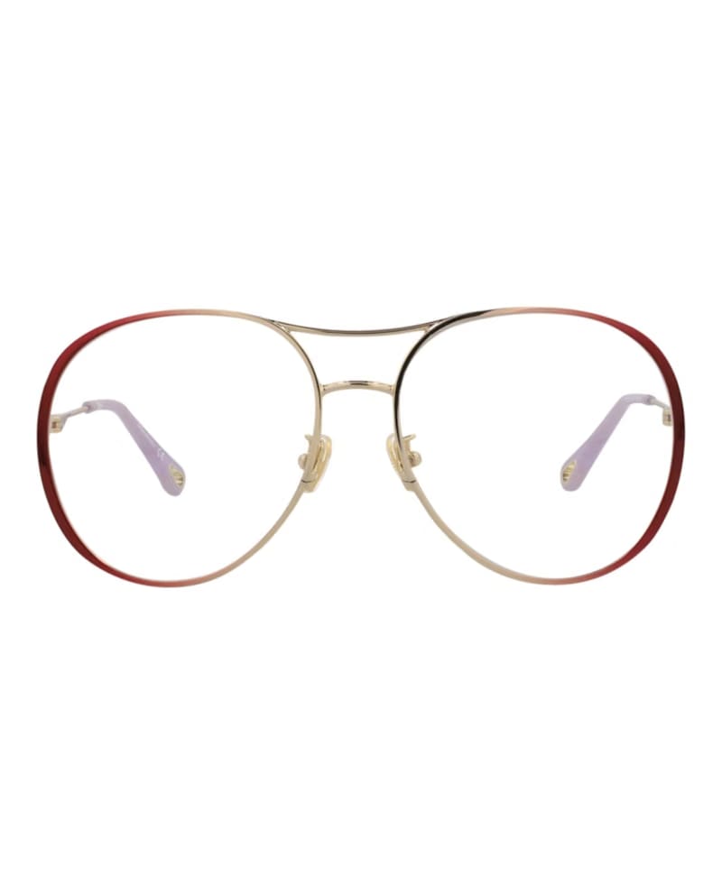 Chloe Aviator-Frame Metal Optical Frames Burgundy Burgundy Transparent (CH0019O-30009854-002)
