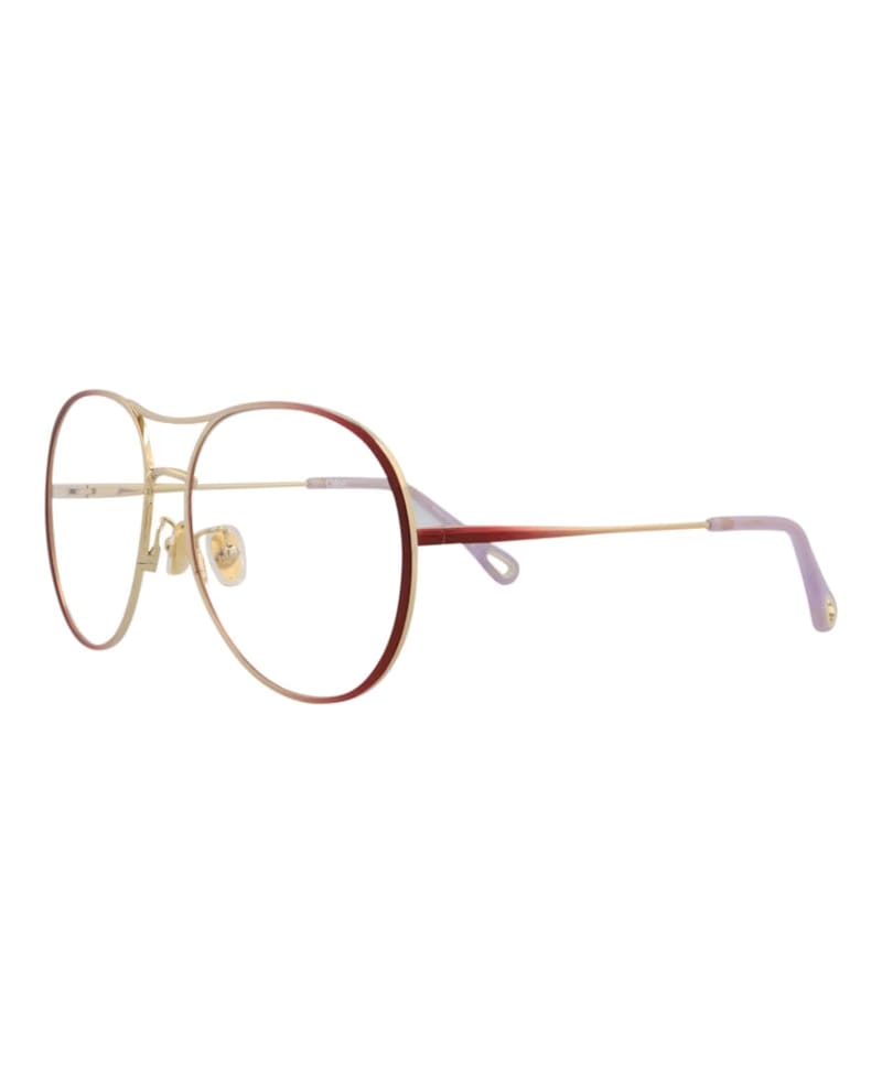 Chloe Aviator-Frame Metal Optical Frames Burgundy Burgundy Transparent (CH0019O-30009854-002)