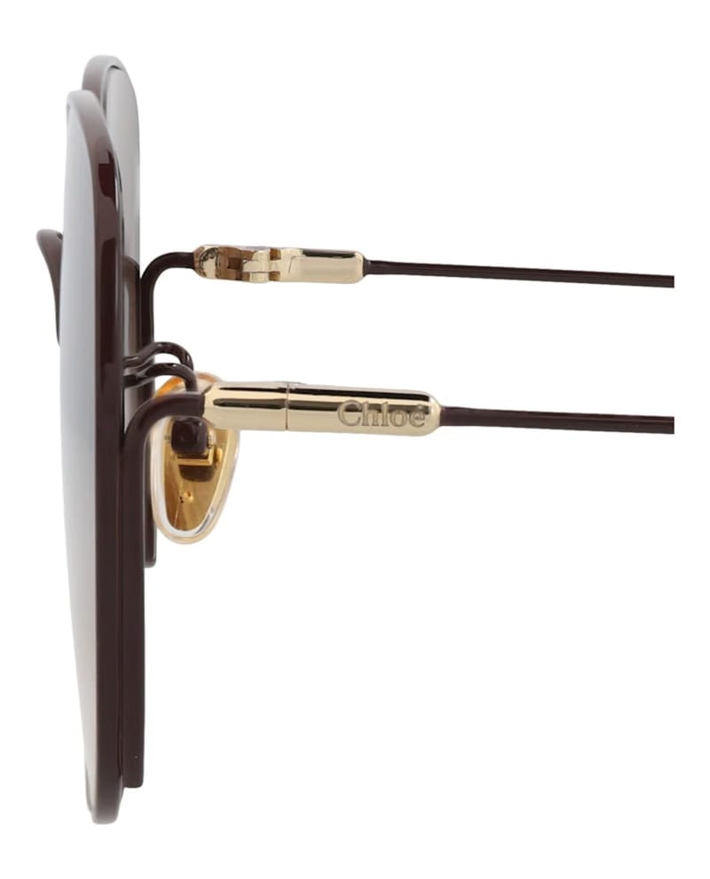 Chloe Square-Frame Metal Sunglasses Burgundy Burgundy Brown (CH0170SA-30014201-003)