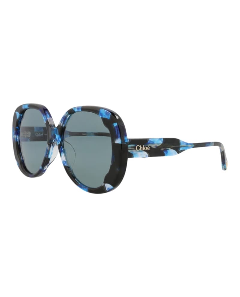 Chloe Round-Frame Recycled Acetate Sunglasses Havana Havana Blue (CH0195SK-30014693-003)