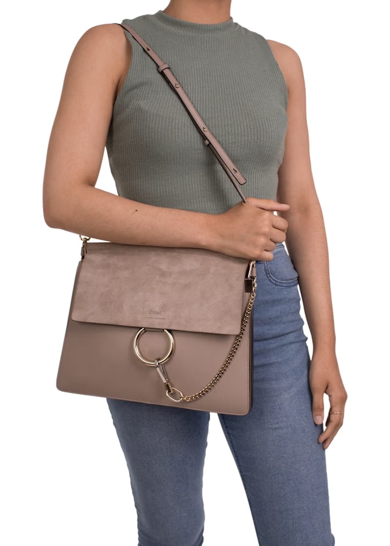 Chloe Faye Shoulder Bag Medium Motty Grey