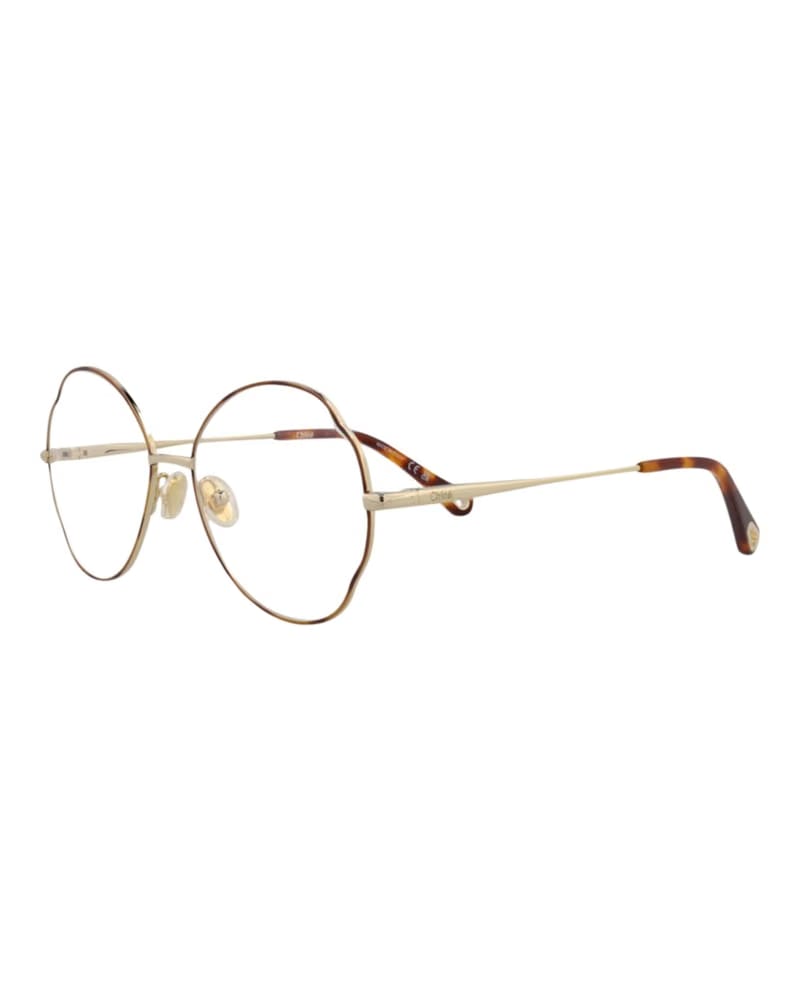 Chloe Round-Frame Metal Optical Frames Havana Gold Transparent (CH0097O-30012431-004)