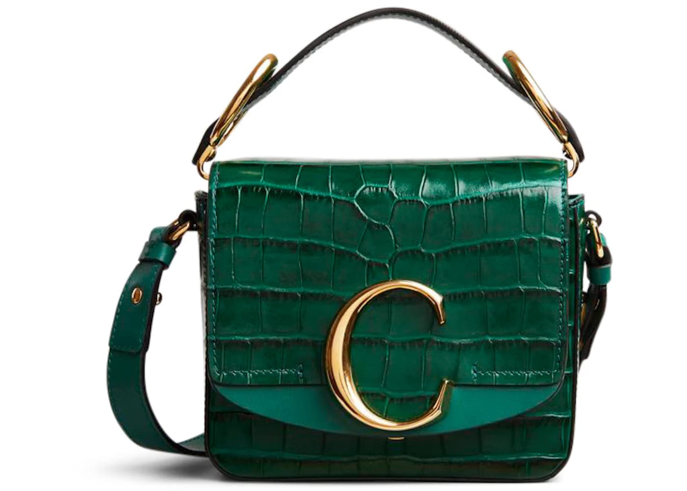Chloe C Calfskin Croco Mini Woodsy Green