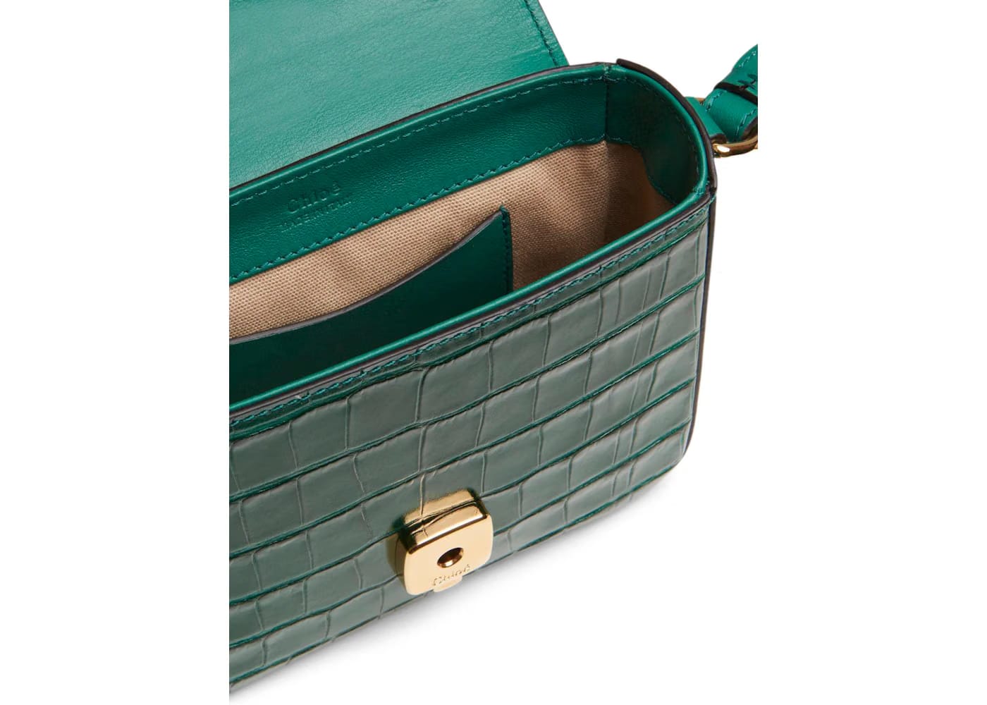 Chloe C Calfskin Croco Mini Woodsy Green