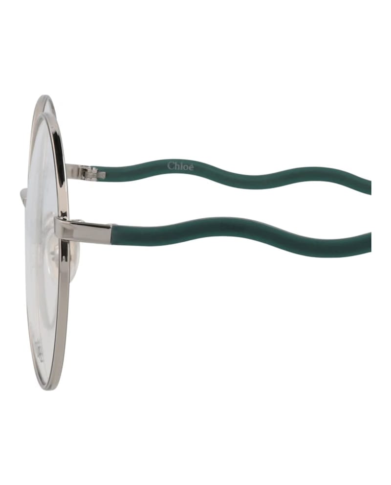 Chloe Round-Frame Metal Optical Frames Silver Green Transparent (CH0057O-30011445-004)