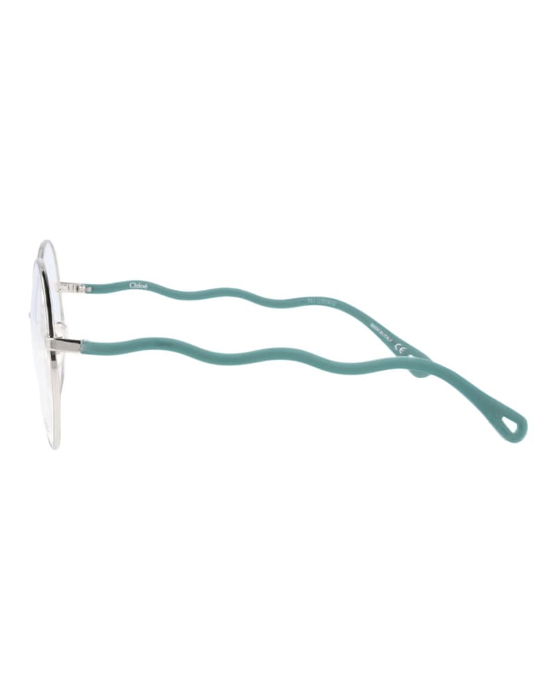 Chloe Round-Frame Metal Optical Frames Silver Green Transparent (CH0057O-30011445-008)