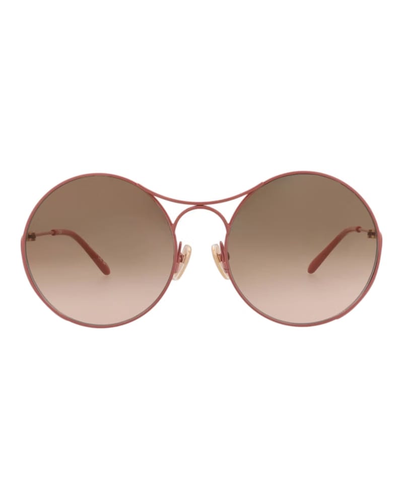 Chloe Round-Frame Metal Sunglasses Pink Pink Brown (CH0166S-30014096-004)