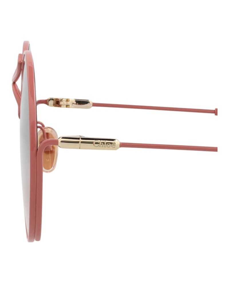 Chloe Round-Frame Metal Sunglasses Pink Pink Brown (CH0166S-30014096-004)
