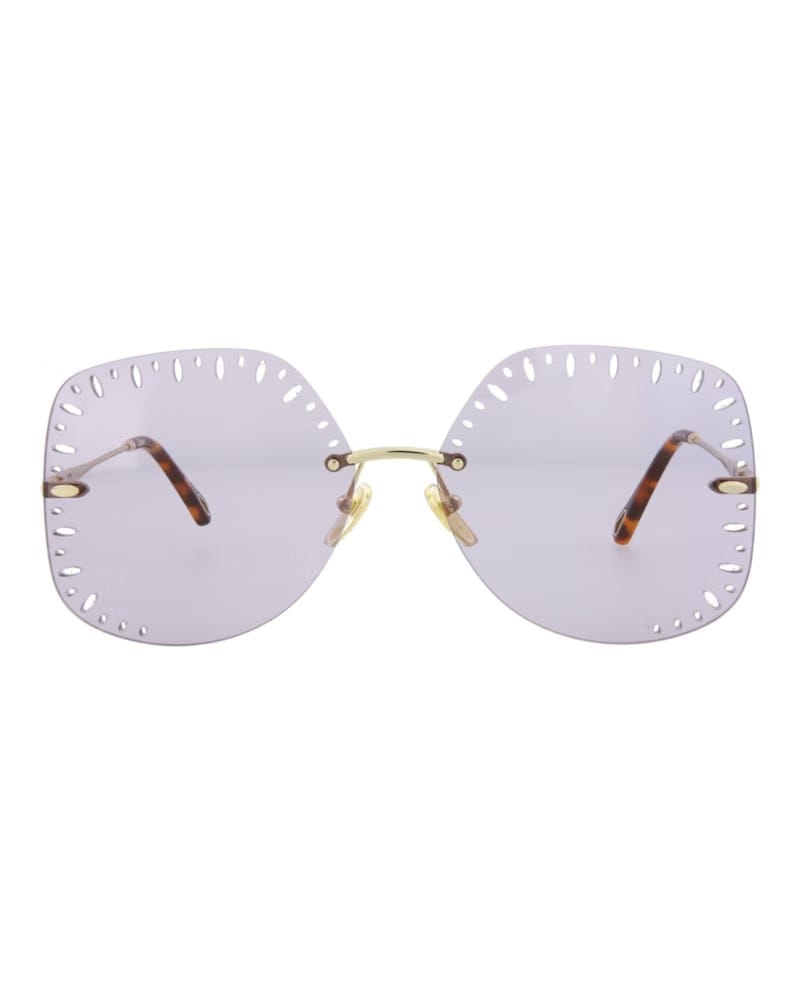 Chloe YSE Square-Frame Metal Sunglasses Gold Gold Violet (CH0111S-30012464-004)