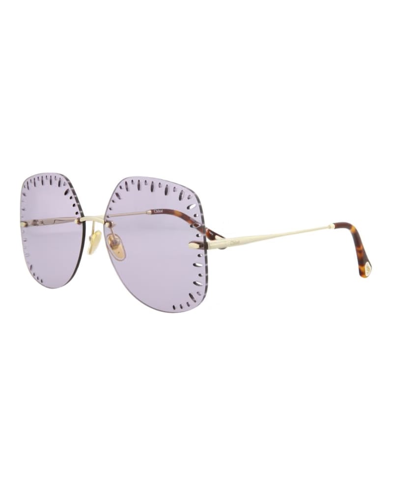 Chloe YSE Square-Frame Metal Sunglasses Gold Gold Violet (CH0111S-30012464-004)