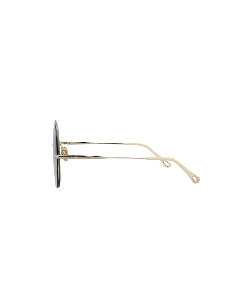 Chloe Round-Frame Metal Sunglasses Gold Gold Green (CH0063S-30011429-003)