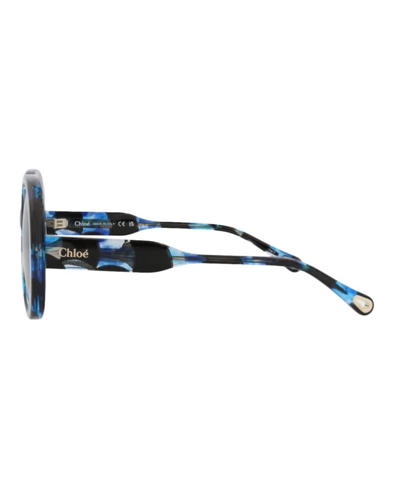 Chloe Round-Frame Recycled Acetate Sunglasses Havana Havana Blue (CH0195S-30014680-003)