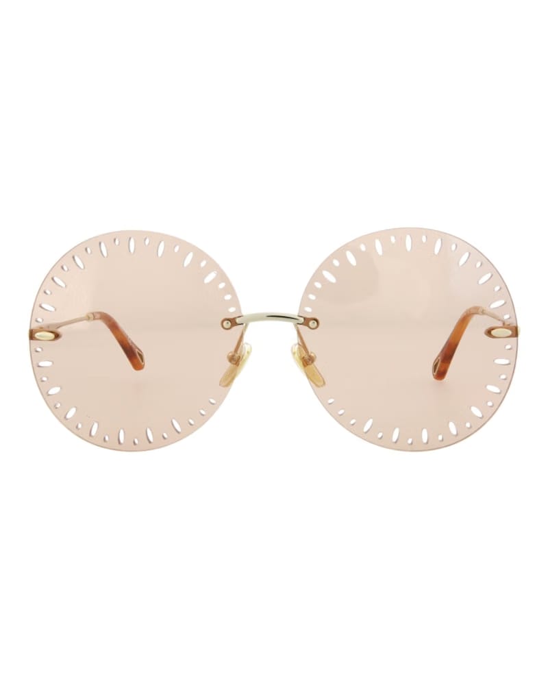 Chloe YSE Round-Frame Metal Sunglasses Gold Gold Orange (CH0110S-30012463-002)