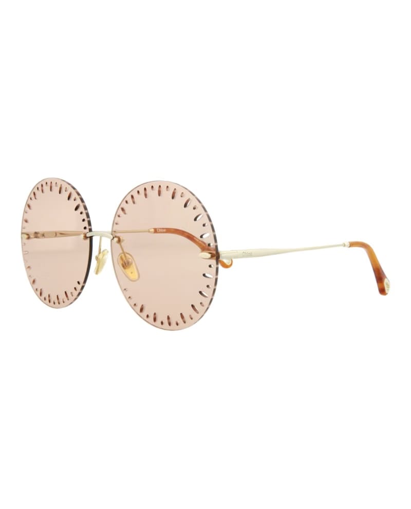 Chloe YSE Round-Frame Metal Sunglasses Gold Gold Orange (CH0110S-30012463-002)