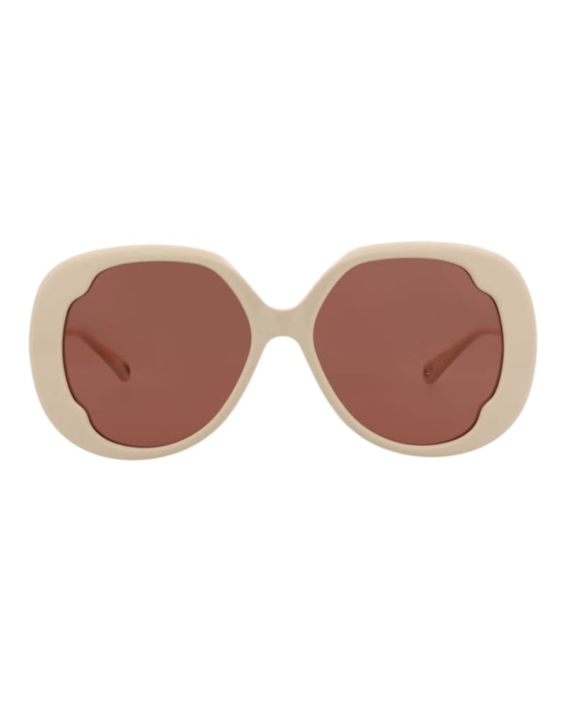 Chloe Round-Frame Recycled Acetate Sunglasses Ivory Ivory Brown (CH0195SK-30014693-005)
