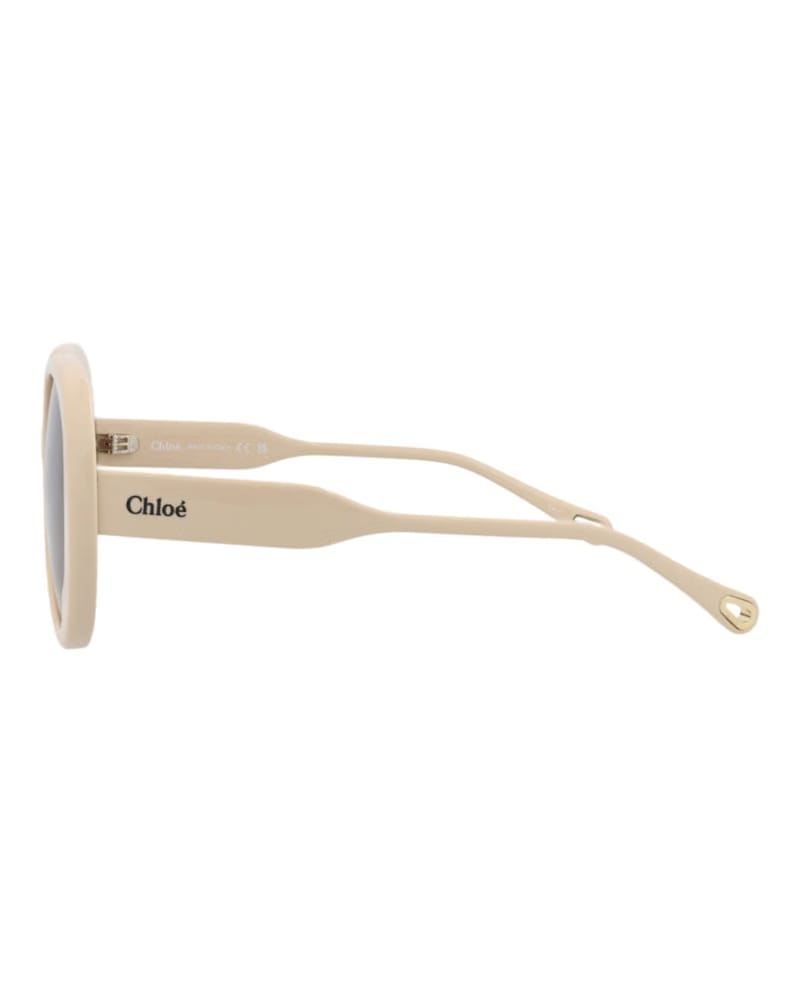 Chloe Round-Frame Recycled Acetate Sunglasses Ivory Ivory Brown (CH0195SK-30014693-005)