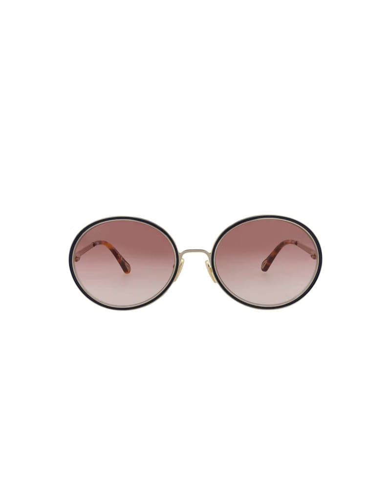 Chloe Round-Frame Metal Sunglasses Gold Gold Orange (CH0100S-30012459-003)