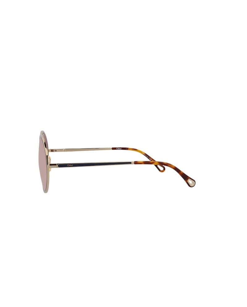 Chloe Round-Frame Metal Sunglasses Gold Gold Orange (CH0100S-30012459-003)