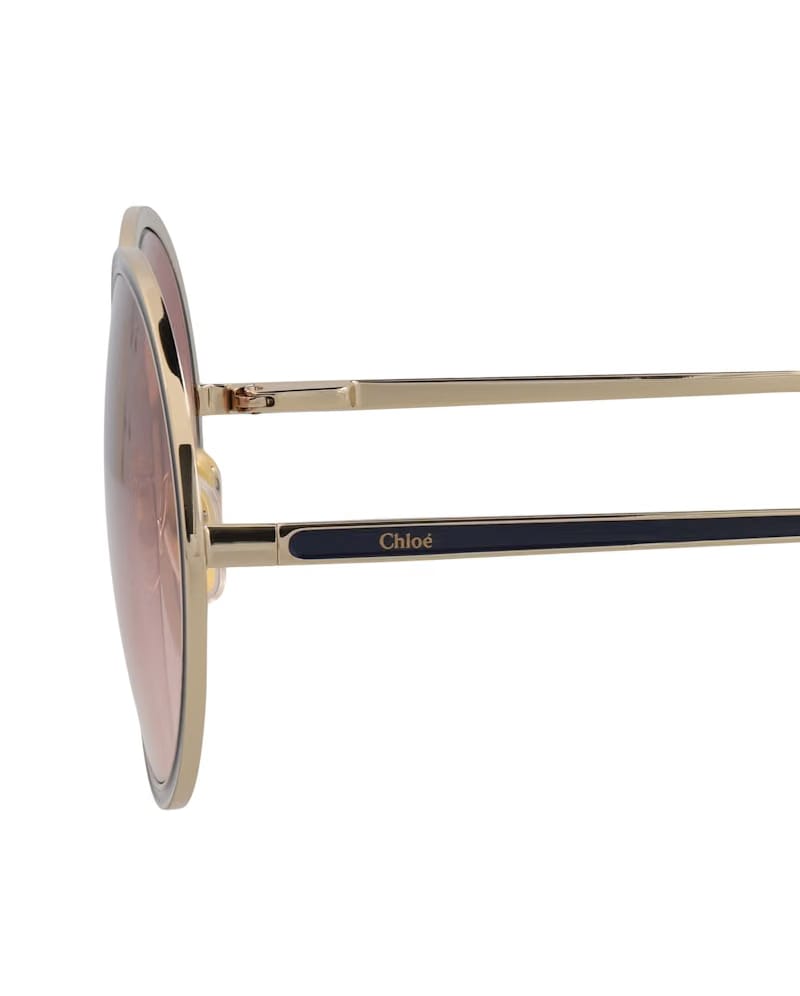 Chloe Round-Frame Metal Sunglasses Gold Gold Orange (CH0100S-30012459-003)