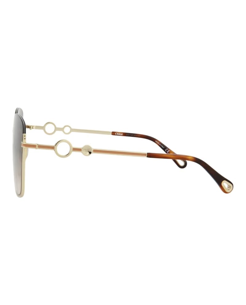 Chloe Square-Frame Metal Sunglasses Gold Gold Brown (CH0070SK-30011505-003)