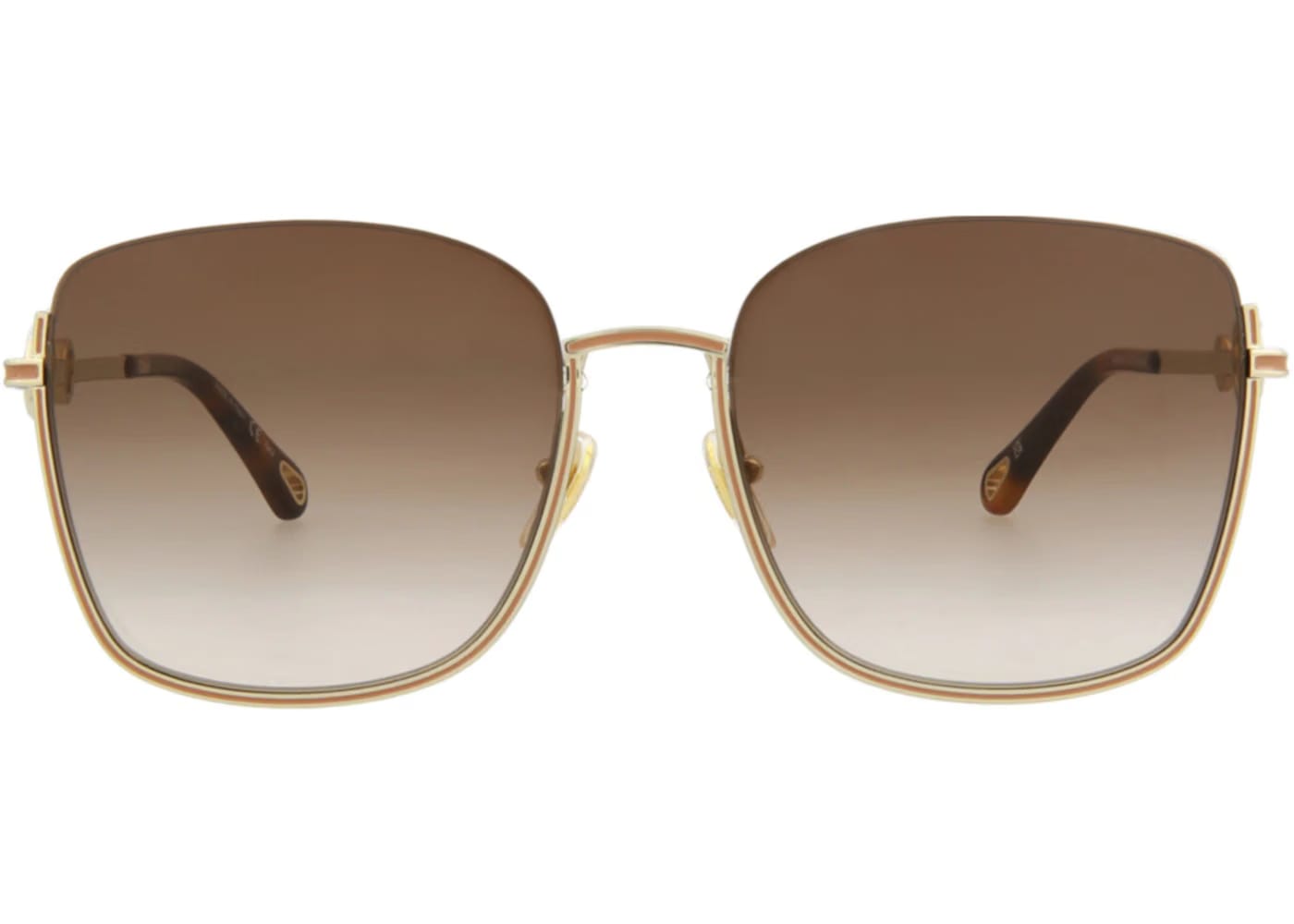 Chloe Square-Frame Metal Sunglasses Gold Gold Brown (CH0070SK-30011505-003)
