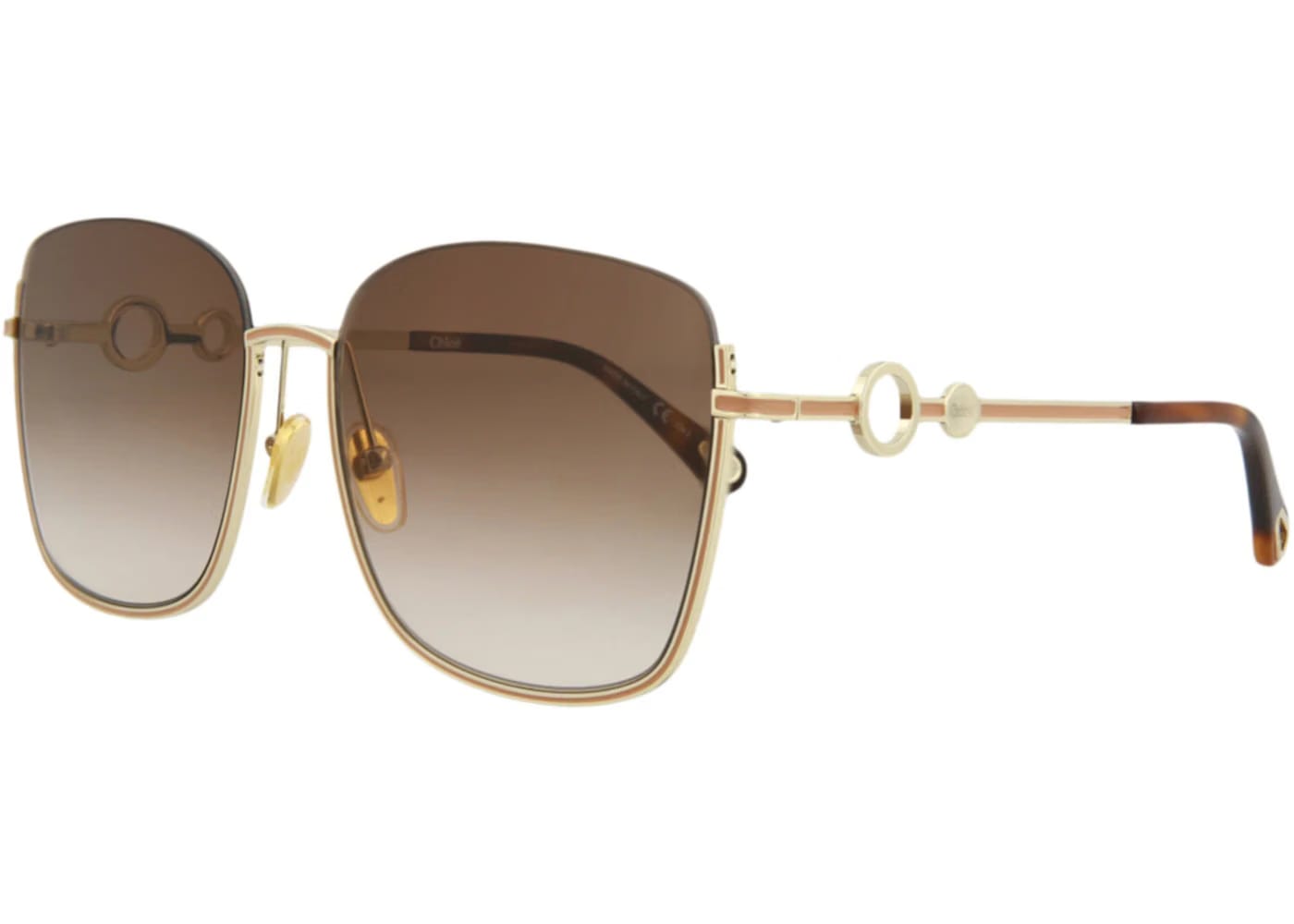 Chloe Square-Frame Metal Sunglasses Gold Gold Brown (CH0070SK-30011505-003)