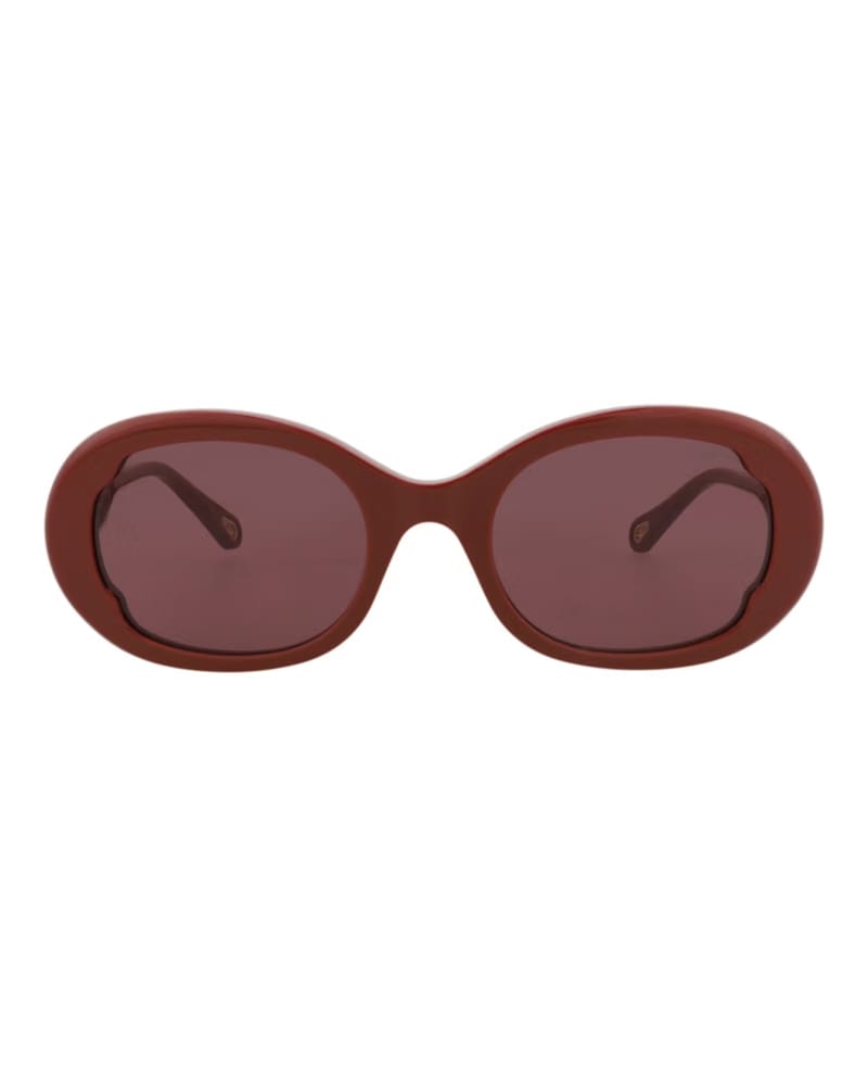 Chloe Round-Frame Recycled Acetate Sunglasses Burgundy Violet (CH0197S-30014682-004)