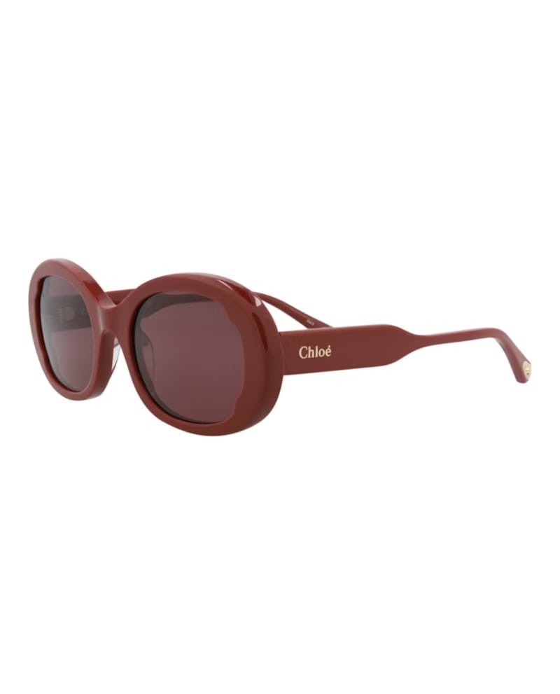 Chloe Round-Frame Recycled Acetate Sunglasses Burgundy Violet (CH0197S-30014682-004)