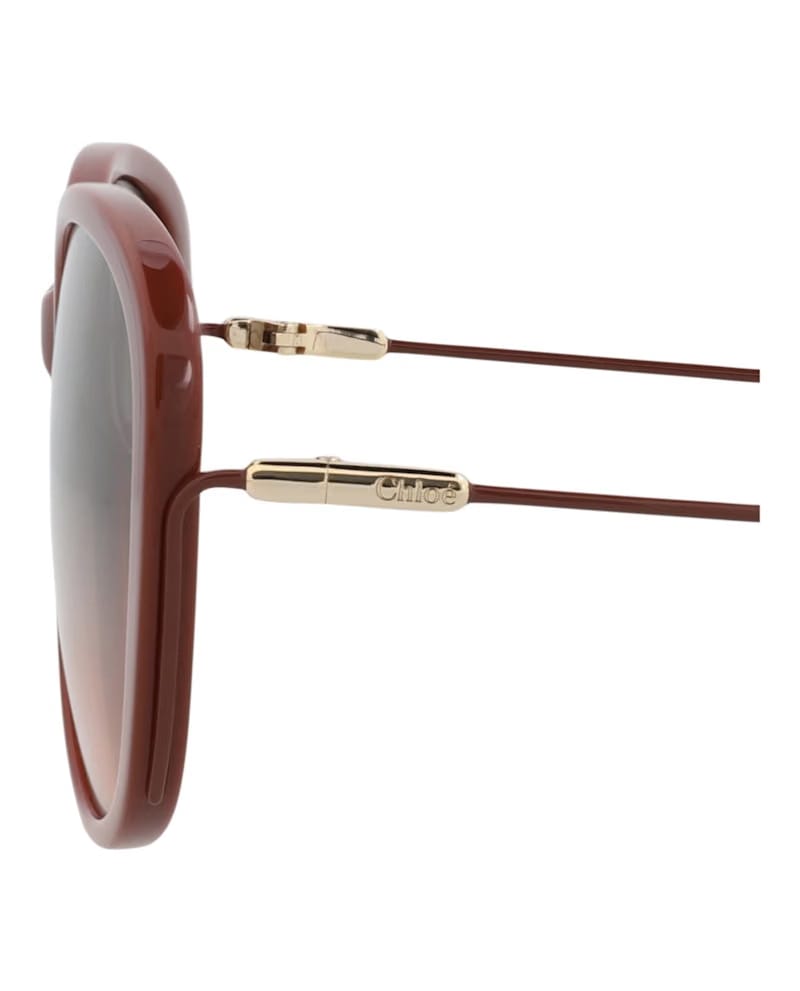 Chloe Round-Frame Recycled Acetate Sunglasses Brown Brown Green (CH0175SK-30014202-004)